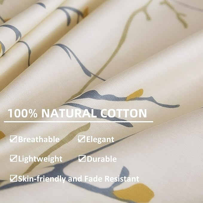OAITE Duvet Cover Set,100% Cotton Comforter Cover with Floral Pattern Duvet Cover Set,Soft Bedding Set Includes with 3 Piece (2 Pillow Shams,1 Duvet Cover)