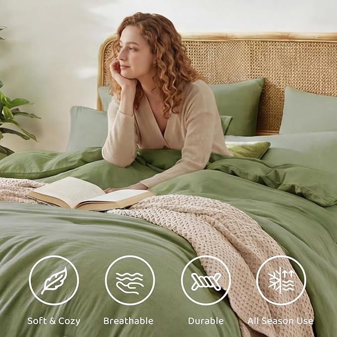 WRENSONGE Super King Plus Comforter Set - 7 Pieces Sage Green Soft Bed in a Bag Super King Plus with Fitted Sheet, Flat Sheet, 2 Pillow Shams, and 2 Pillowcases- Warm Bedding Sets for All Season