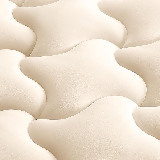 SLEEP ZONE Mattress Pad Queen, Double Bed Mattress Topper for Bedroom, Breathable Mattress Protector, Cooling Mattress Cover with Deep Pocket, Comfortable & Soft (Beige, Queen)