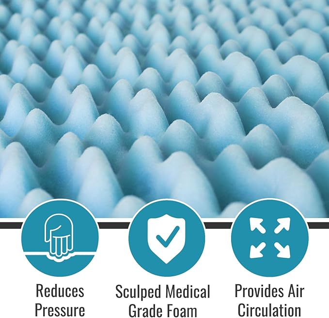 DMI Twin XL Mattress Topper Egg Crate Foam Mattress Topper for Pressure Relief, Weight Distribution & Enhanced Airflow Dorm Bed Mattress Topper 2 Inch - Improved Comfort & Alignment- Blue