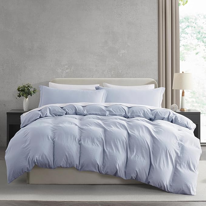Nestl Ice Blue Duvet Cover Full Size - Soft Prewashed Full Size Duvet Cover Set, 3 Piece, with Zipper Closure, 1 Duvet Cover 80x90 inches and 2 Pillow Shams