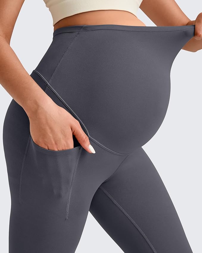G4Free BareFeel Maternity Leggings with Pockets Over The Belly Stretchy Workout Yoga Pregnancy Pants