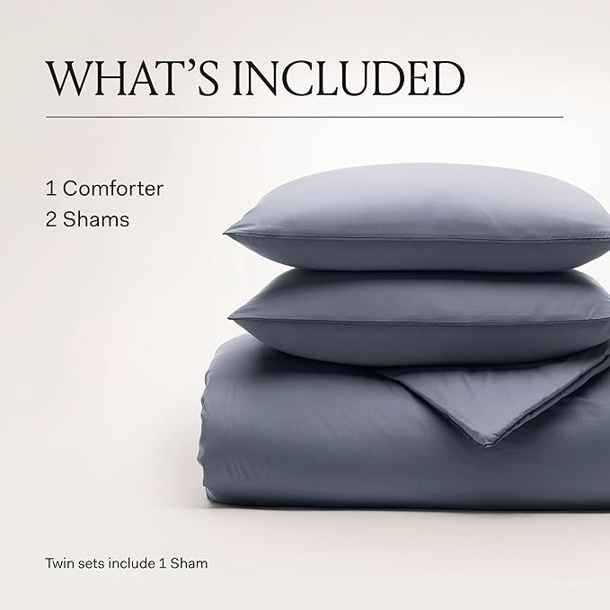 BOLL & BRANCH Signature Comforter Set - King/Cal King, Sageleaf - Duvet Insert and Cover in One Layer - Luxury Organic Cotton, Down Alternative, Hypoallergenic, All-Season - 1 Comforter and 2 Shams