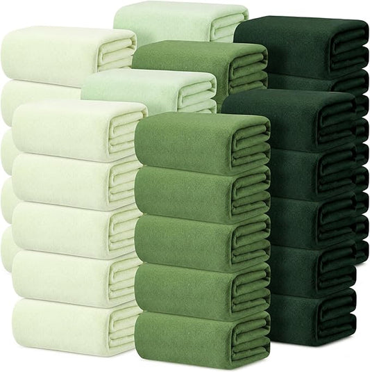 Kinlop Fleece Blanket Bulk 60 x 50 Inch Soft Lightweight Fleece Cozy Blanket Warm Throw Plush Pet Throw for Bed Couch Sofa Home Office Wedding Gifts Travel Camping(Green Tones,40 Packs)