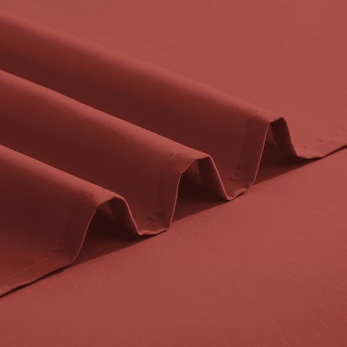 Elegant Comfort Luxurious 1500 Premium Hotel Quality Microfiber Three Line Embroidered Softest 4-Piece Bed Sheet Set, Wrinkle and Fade Resistant, Full, Rust