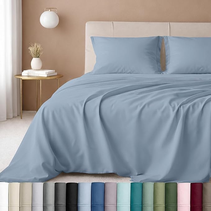 California Design Den Luxury Twin Sheet Set - 100% Cotton, 600 Thread Count Deep Pocket Twin Sheets, Soft Hotel-Quality Bedding with Sateen Weave - Blue