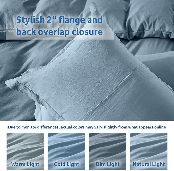Nestl Twin Duvet Cover Set - Soft Prewashed Stone Blue Duvet Cover Twin/Twin XL, 2 Piece, with Zipper Closure, 1 Duvet Cover 68x90 inches and 1 Pillow Sham