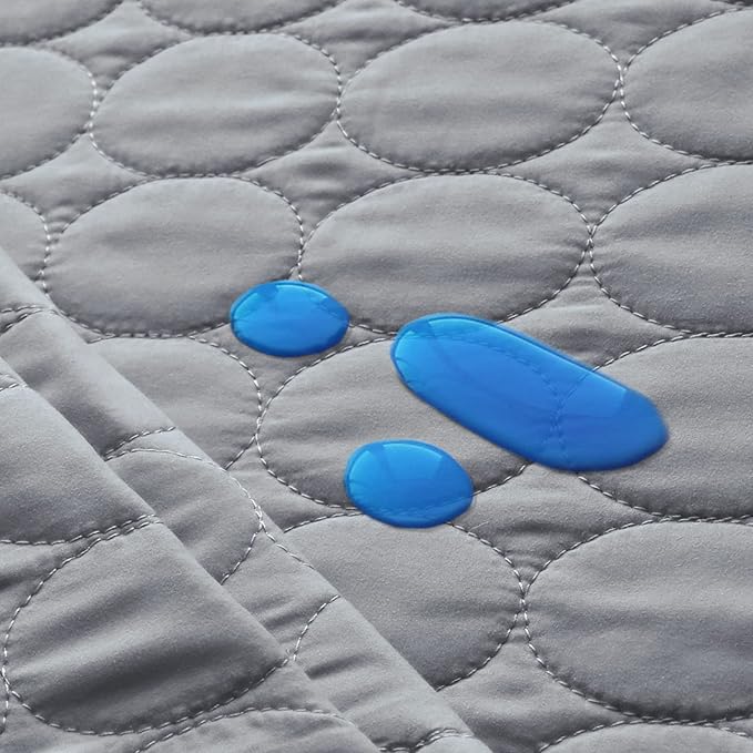 Mini Crib Mattress Protector Sheets Waterproof 2 Pack, Quilted Pack and Play Mattress Pad Cover Fits for Baby Mini Crib/Playen/Pack and Play Mattress, Grey & Navy, 38"x24"