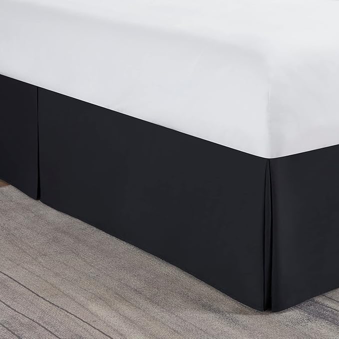 Nestl Black Full XL Bed Skirt - Full XL Size Bed Skirt 14 Inch Drop - Brushed Microfiber Bed Skirts - Hotel Quality Pleated Bed Skirt - Shrinkage & Fade Resistant