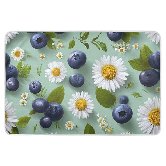 Waterproof Bed Pad Reusable Changing Pad Toddler Mattress Protector Large Pee Pad Baby Diaper Pad Soft Washable Liner Blue Blueberries and Daisies