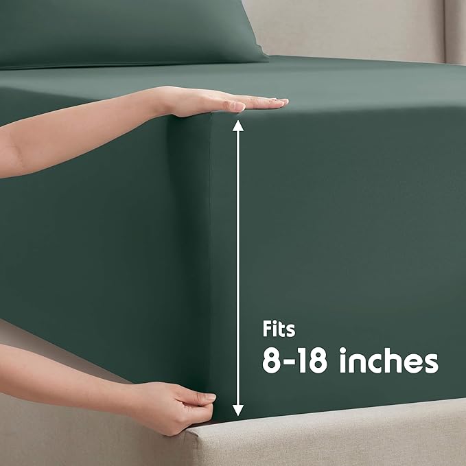Nestl Twin XL Sheet Set - College Dorm Size - Luxury 1800 Ultra-Soft Microfiber Twin Extra Long Bed Sheets - Deep Pockets - Easy Fit - Extra Soft - 3 Piece Set (Twin XL, Forest Green)