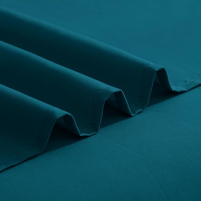 Elegant Comfort Luxurious 1500 Premium Hotel Quality Microfiber Three Line Embroidered Softest 4-Piece Bed Sheet Set, Wrinkle and Fade Resistant, King, Marine Teal