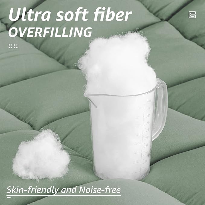 HYLEORY All Season California King Size Bed Comforter - Cooling Down Alternative Quilted Duvet Insert with Corner Tabs - Winter Warm - Machine Washable - Sage Green