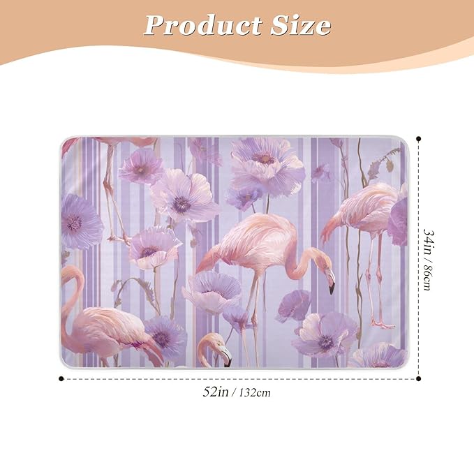 Waterproof Bed Pad Reusable Changing Pad Toddler Mattress Protector Large Pee Pad Baby Diaper Pad Soft Washable Liner Purple Flamingo Flower