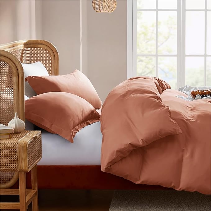 Nestl Rust Duvet Cover Full Size - Soft Double Brushed Full Size Duvet Cover Set, 3 Piece, with Button Closure, 1 Duvet Cover 80x90 inches and 2 Pillow Shams