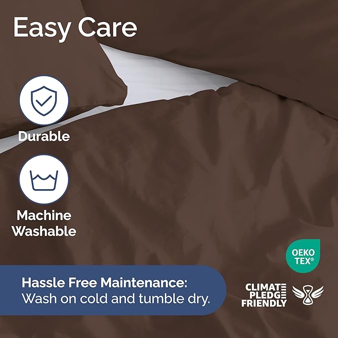 Duvet Cover Queen Size - Extra Soft Queen Size Duvet Cover - Lightweight, Breathable & Cozy - Easy Care & Fade Free with Zipper Closures & Ties - 90" x 90" Inches - (Brown) Comforter Not Included