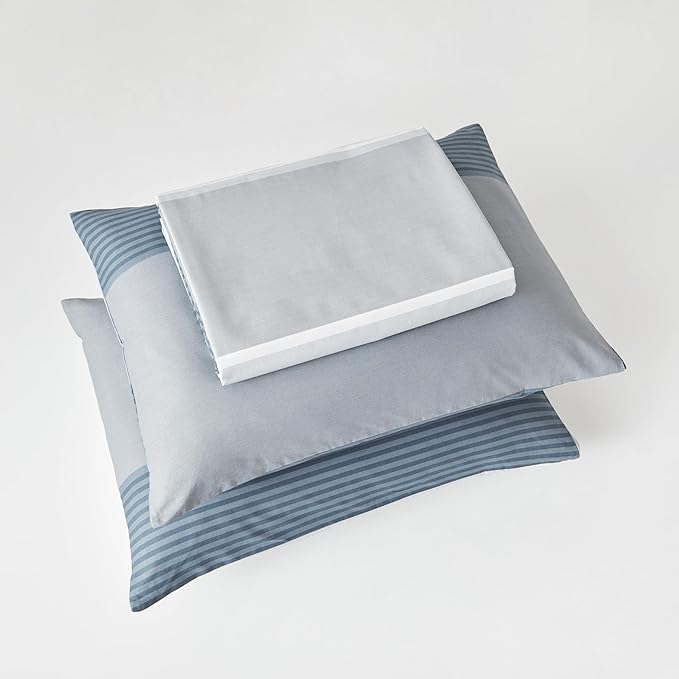 YuHeGuoJi Teal Blue Striped Duvet Cover King 100% Cotton 3 Pcs Set 1 Gray White Geometric Duvet Cover with Zipper Ties 2 Pillowcases Neutral Modern Pinstriped Bedding Set Soft