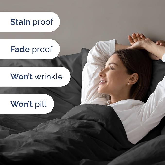 Black Duvet Cover King Size - Extra Soft King Size Duvet Cover - Lightweight, Comfy, Cozy & Breathable - Easy Care & Fade Free with Zipper Closures & Ties - 104" x 90" Inches - Comforter Not Included