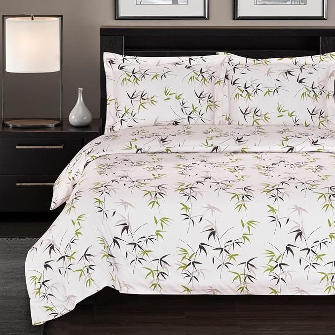 Royal Hotel Bedding Fern Floral 4-Piece Full/Queen Comforter Set, 100-Percent Cotton, 300-Thread-Count by Royal Hotel