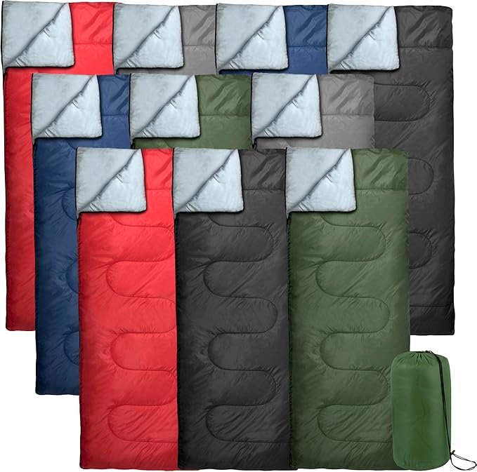 Bulk 10 Pack Envelope Sleeping Bags, 4 Seasons Warm or Cold Lightweight Indoor Outdoor Sleeping Bags for Adults, Backpacking, Camping