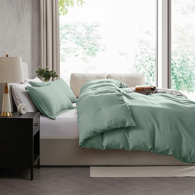 Nestl Twin Duvet Cover Set - Soft Prewashed Sage Green Duvet Cover Twin/Twin XL, 2 Piece, with Zipper Closure, 1 Duvet Cover 68x90 inches and 1 Pillow Sham