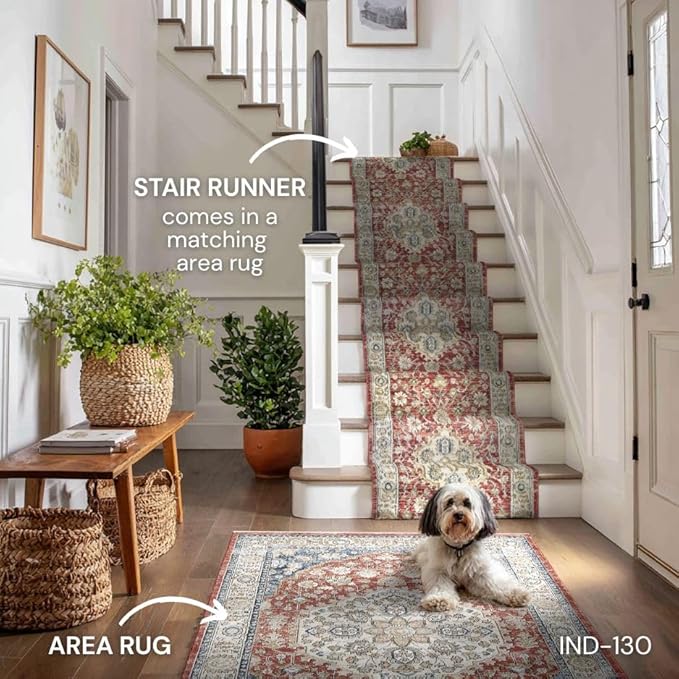 Well Woven Custom Size Runner - Mythos Crimson Vintage Medallion Rug 27 Inch Wide x 23 Feet Long (27"x 23' Runner) | heritage-inspired, soft & durable, easy to clean rug for hallway, stairs, entryway
