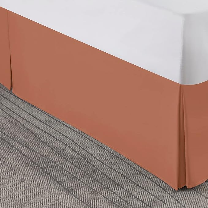 Nestl Rust Twin XL Bed Skirt - Twin XL Size Bed Skirt 14 Inch Drop - Brushed Microfiber Bed Skirts - Hotel Quality Pleated Bed Skirt - Shrinkage & Fade Resistant