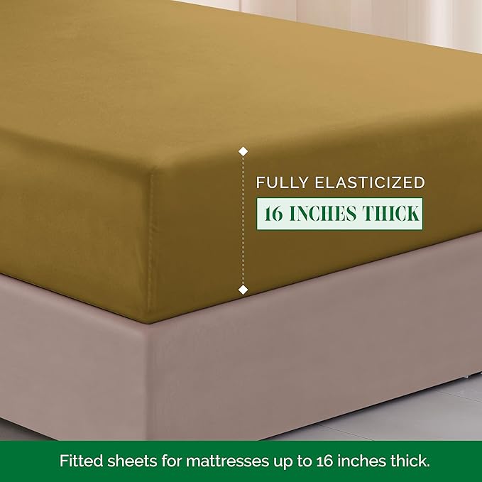Elegant Comfort Luxurious 1500 Premium Hotel Quality Microfiber Three Line Embroidered Softest 4-Piece Bed Sheet Set, Wrinkle and Fade Resistant, Twin/Twin XL, Bronze