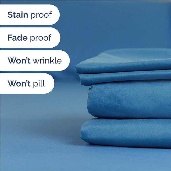 King 6 Piece Sheet Set - Comfy Breathable & Cooling - Ultra-Soft Hotel Luxury Bedding Set with 8-16 Inch Deep Pockets - 1 Flat & 1 Fitted Sheet & 4 Pillowcases - Wrinkle Free & Easy Care - Denim Blue