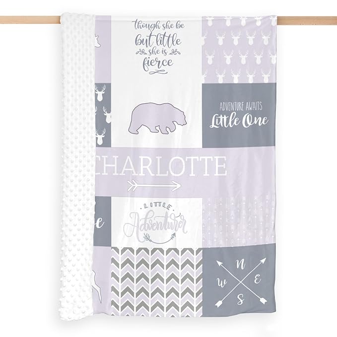 Personalized Baby Blanket for Newborn Girls, 35x45in Orange Customized Baby Blanket with Name, Custom Gifts for Newborn Boys Shower Gifts, Essential Baby Items Must Haves, Lavender Fog