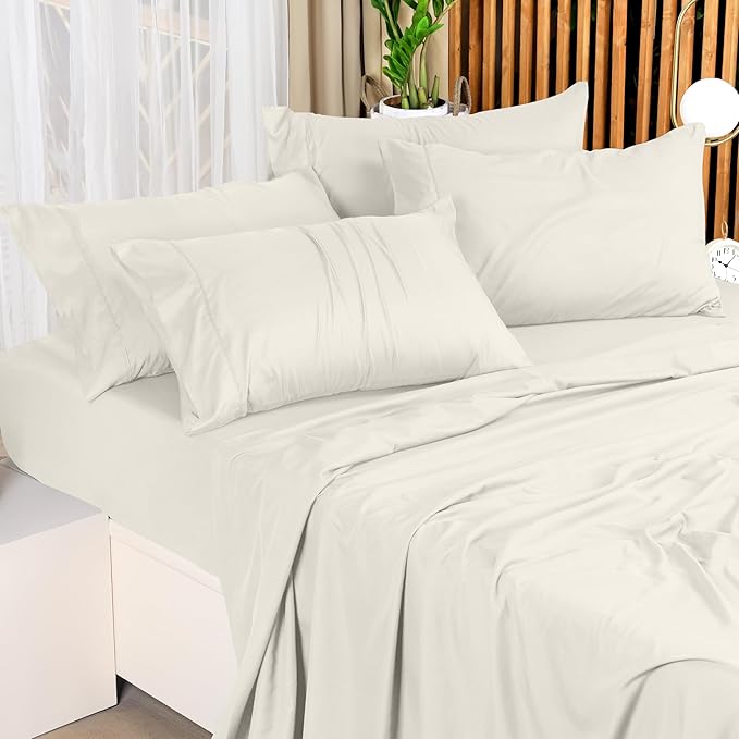 Utopia Bedding Queen Size Sheet Set – 4 Piece Bed Sheets, Soft and Breathable Microfiber, Includes 1 Fitted Sheet, 1 Flat Sheet and 2 Pillowcases – Oeko-Tex - (Ivory)