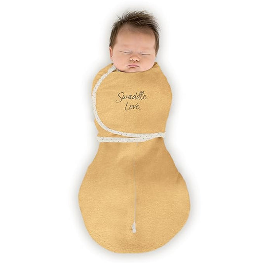 SwaddleDesigns 6-Way Omni Swaddle Sack, Arms Up Swaddle for Newborn, More Options to Calm Startle Reflex, Improves Sleep, Easy Transition Baby Sleep Sack, Small, 0-3 Mo, 6-14 lbs, Gold, Swaddle Love