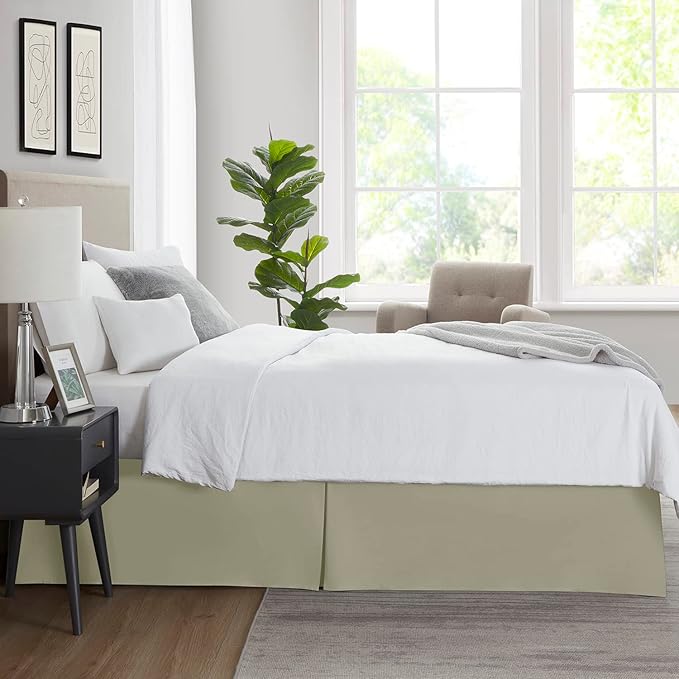 Nestl Green Full XL Bed Skirt - Full XL Size Bed Skirt 14 Inch Drop - Brushed Microfiber Bed Skirts - Hotel Quality Pleated Bed Skirt - Shrinkage & Fade Resistant