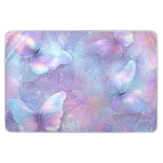 Waterproof Bed Pad Reusable Changing Pad Toddler Mattress Protector Large Pee Pad Baby Diaper Pad Soft Washable Liner Blue Butterfly Blossom