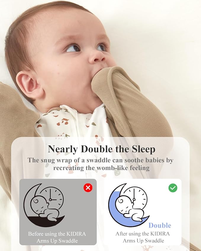 Swaddle for Newborns, Baby Swaddles 0-3 Months 5-13lb, Arms Up Swaddle 0-3 Months Newborn with Moisture-Wicking Fabric, Promotes Healthy Hip Development, 2-Way Zipper , 1Pack(Bear and the forest)