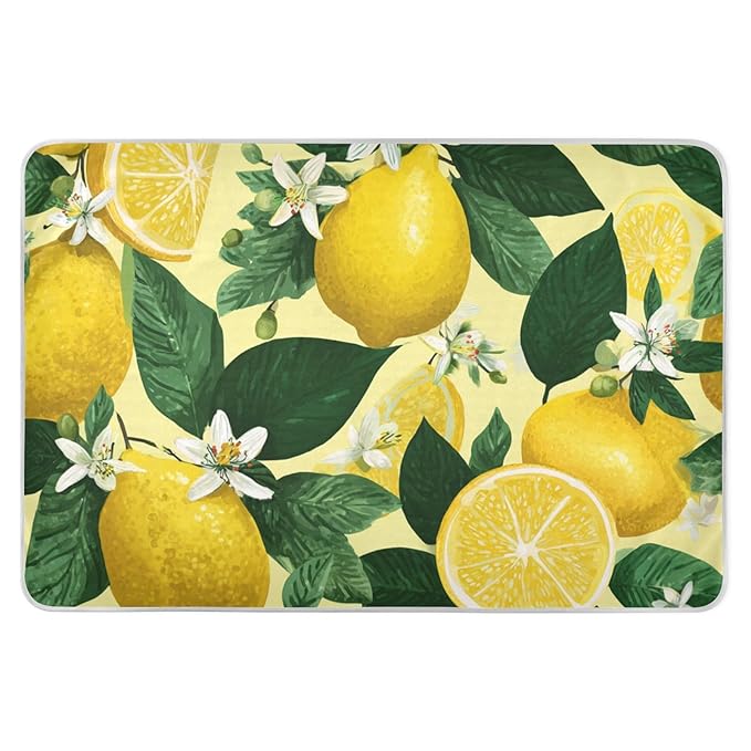 Waterproof Bed Pad Reusable Changing Pad Toddler Mattress Protector Large Pee Pad Baby Diaper Pad Soft Washable Liner Fresh Yellow Lemons Floral