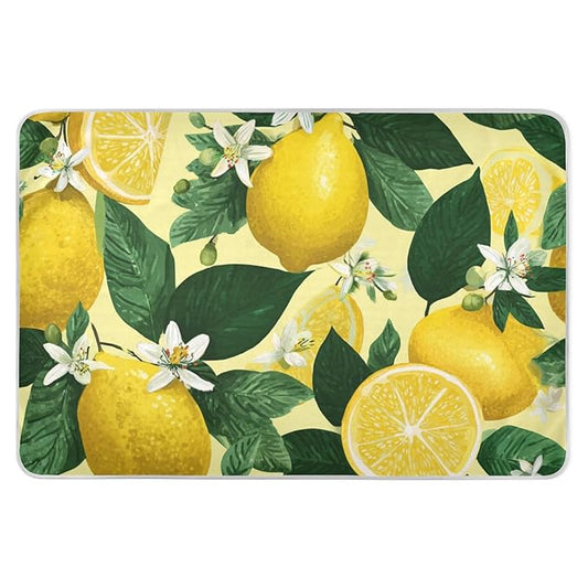 Waterproof Bed Pad Reusable Changing Pad Toddler Mattress Protector Large Pee Pad Baby Diaper Pad Soft Washable Liner Fresh Yellow Lemons Floral