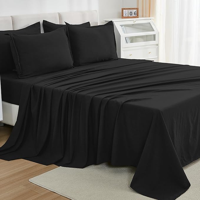 Litanika Twin Comforter Sets Black - 5 Pieces Bed in a Bag Beddding Sets, Solid Lightweight Bed Set with Comforter, Sheets, Pillowcase & Sham