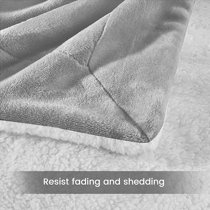 MOONLIGHT20015 Silver Sherpa Fleece Throw Blanket Twin Size for Bed - Wholesale Bulk Pack of 12 Sherpa Blankets - Soft Fluffy Throw Blankets for Hotels, Guest Bedroom, 60x80 Inches
