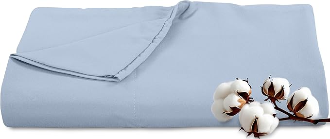 Royale Linens 300 Thread Count 100% Long Staple Combed Cotton Flat Sheet - Super Soft - Top Sheets - Full Flat Sheet Sold Separately - Breathable, Cool & Crisp Percale Sheets Only (Full, Lake Blue)