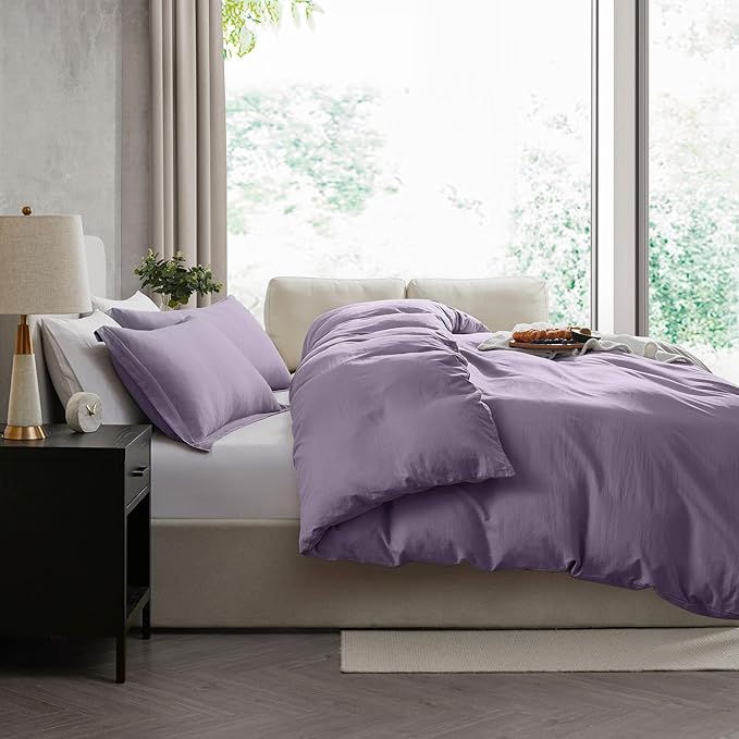 Nestl Grayish Purple Duvet Cover King Size - Soft Prewashed King Duvet Cover Set, 3 Piece, with Zipper Closure, 1 Duvet Cover 104x90 inches and 2 Pillow Shams