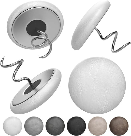 Flax Covered Button Twist Pins - for Bed Skirts Pins,Sofa,Upholstery,Armchair Caddies, Armrest Covers, Slipcovers (14, Leather White 14)