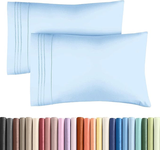 Queen Pillow Cases Set of 2 - Ultra Soft Hotel Quality Pillowcase Covers - Comfy, Cozy & Wrinkle Free - Shrink, Stain & Fade Resistant - Machine Washable Pillow Protectors - 2 Piece Set - Light Blue