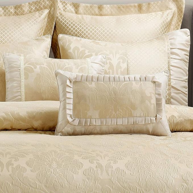 Luxury Egyptian Bed N Bag 8PC Sara Beige Duvet Cover Set Plus Down Alternative Insert, Full/Queen