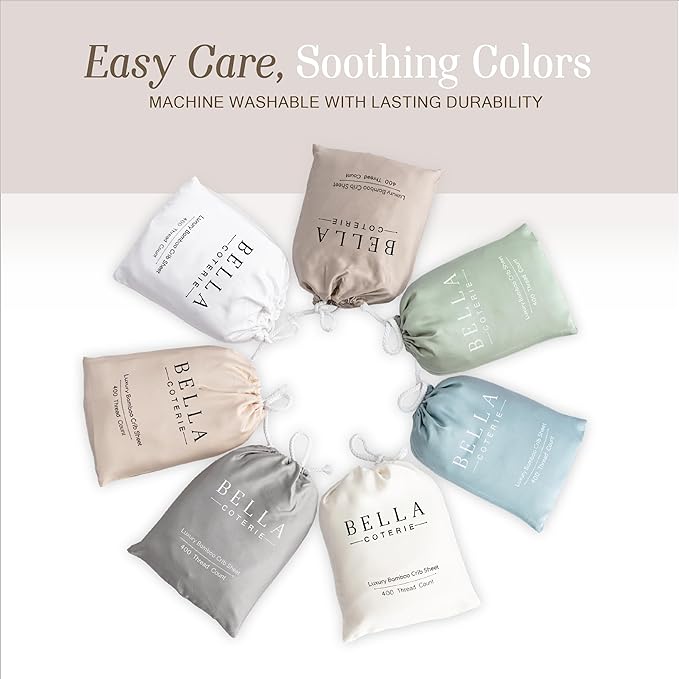 Bella Coterie Luxury Bamboo Viscose Crib Sheet | Organically Grown | Ultra Soft | Cooling for Better Sleep | Deep Pocket Fitted Sheet for Crib & Toddler Mattress | 100% Organically Grown [Ivory]