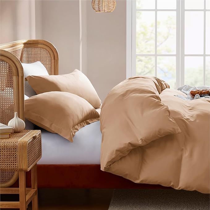 Nestl King Duvet Cover Set with Comforter Insert - Mocha Brown 4 Piece 104x90 Duvet Cover & 2 Pillow Shams with White Quilted Down Alternative Comforter, Ultra Soft, All Season