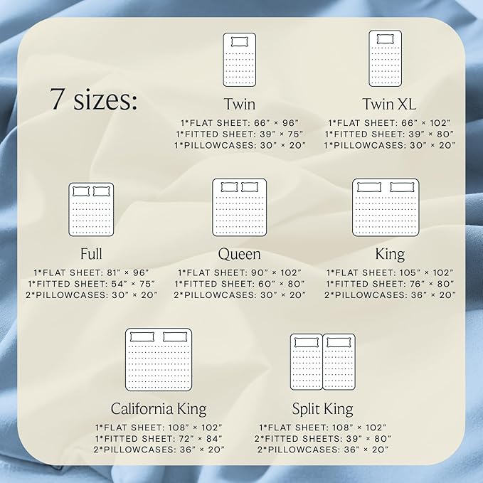 LuxClub Twin XL Sheets - Soft Twin Bed Sheets for Boys and Girls, 3 PC Deep Pockets 18" Eco Friendly Wrinkle Free Kids Fitted Sheets Machine Washable Hotel Bedding Silky Soft - Sky Twin XL