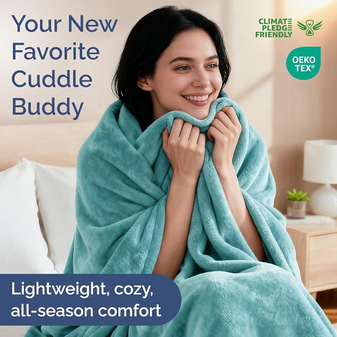 Ultra Soft Fleece Blanket King Size - Flannel Fleece Luxury King Blanket - Lightweight for Couch Bed Chair - Thick, Warm & Breathable - All Season Cozy Fuzzy, Anti-Static Microplush Bedding, Turqoise