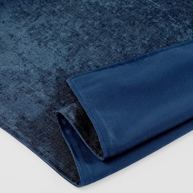 AMBERIS Bed Runner Dark Blue, Chenille Soft No Fading Modern Bed Scarf (Pillowcases Sold Separately)