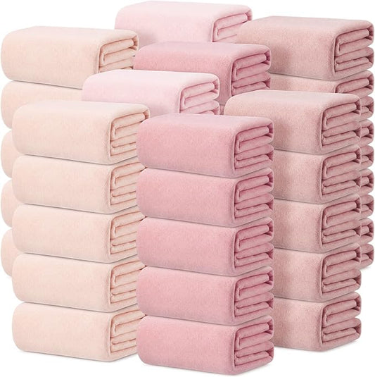 Kinlop Fleece Blanket Bulk 60 x 50 Inch Soft Lightweight Fleece Cozy Blanket Warm Throw Plush Pet Throw for Bed Couch Sofa Home Office Wedding Gifts Travel Camping(Pink Tones,40 Packs)